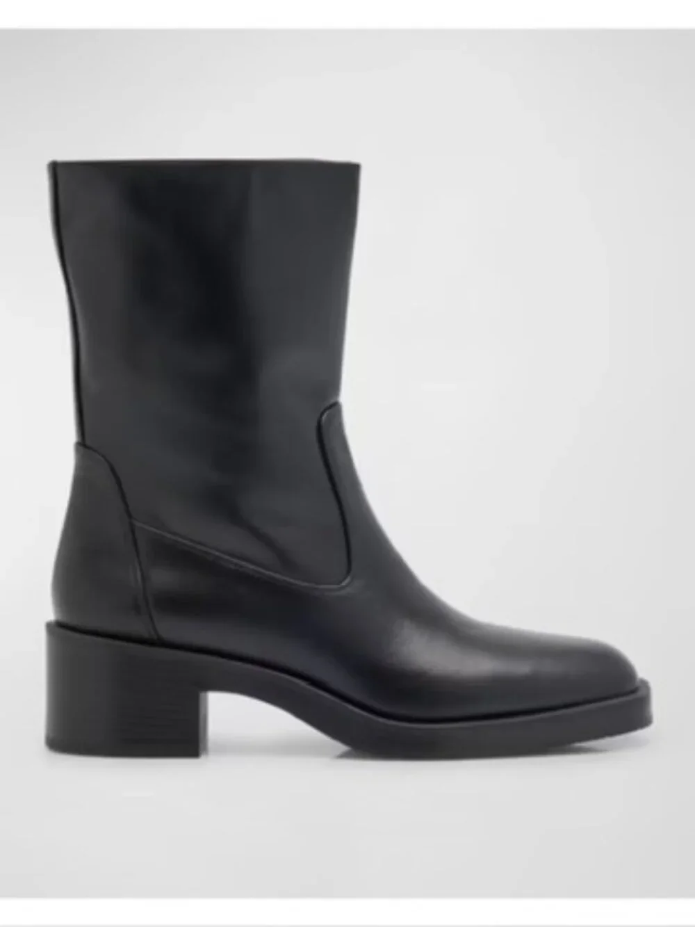New Stuart Weitzman Kaia Leather Ankle Boot Black Sz 9.5